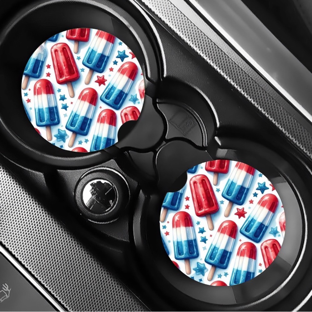 Bomb Pop 4th Of July Car Coasters Absorbent Set of (2)